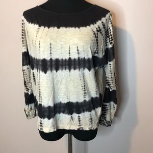 JOIE soft collection black, white & crème colored long sleeved blouse. Like new!